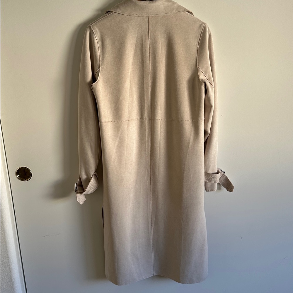 Zara Beige Beige Faux Suede Trench Coat Size Small - Picture 13 of 13